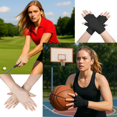 Miniatura 4 de 2 pares de guantes de protección UV para mujer, guantes de protección solar, guantes de verano sin dedos para deportes al aire libre manicura de gel