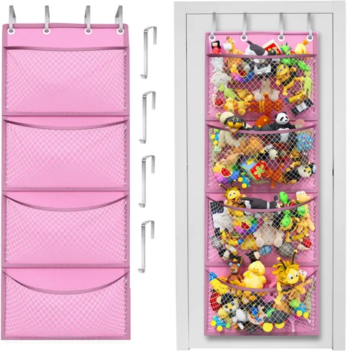 Miniatura 14 de Honeyera Almacenamiento para Animales de Peluche - Organizador sobre Puerta para Muñecos, Accesorios para Bebés y Organizador de Juguetes