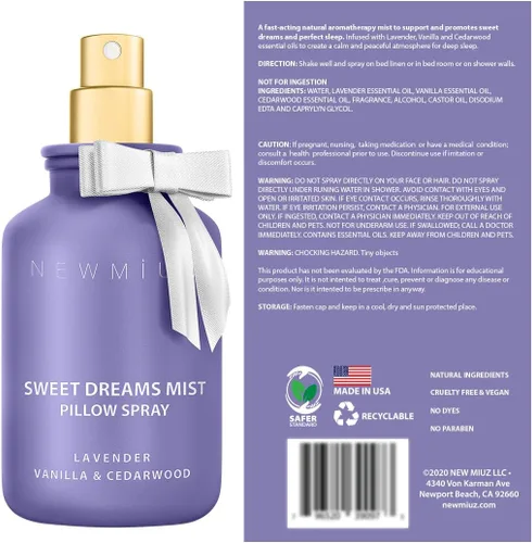 Miniatura 9 de Sweet Dreams - Almohada para dormir en aerosol Lavanda Vainilla Cedro Aceites Esenciales Aromaterapia Niebla Calmante Alivio del Estrés Ducha Spray