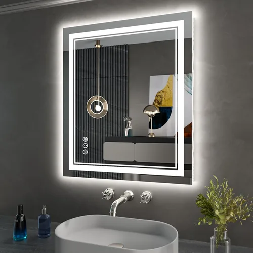 Miniatura 24 de Espejo de baño LED de 72 x 36 pulgadas, retroiluminado y frontal iluminado, espejo de tocador grande iluminado con luces, antiniebla, regulable