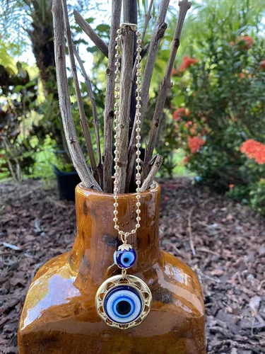 Miniatura 7 de LUCKBOOSTIUM Evil Eye Wheel of Fortune - Adorno colgante de pared y puerta con cadena de metal dorado, aumenta tu energía, para suerte y protección