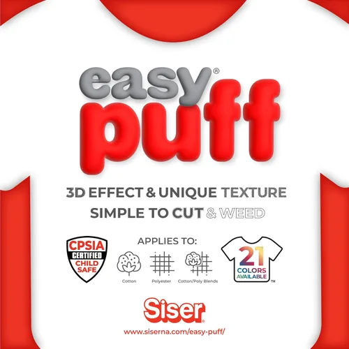 Miniatura 7 de Siser Easy Puff HTV 11.8 x 10 yardas - Vinilo de transferencia de calor hinchado (negro) - Compatible con cortadores Siser, Cricut y Silhouette