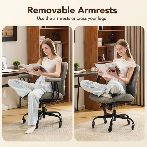 Miniatura 5 de YFO Silla de Escritorio de Oficina Ergonómica Moderna, Cuero Gris con Soporte Lumbar, Altura Ajustable, Giratoria, Reposabrazos, para Oficina