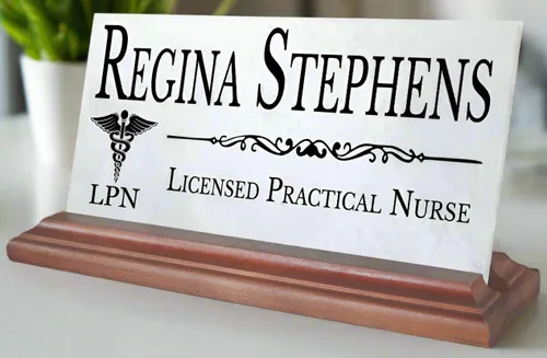 Miniatura 9 de Placa de identificación de escritorio para médico, placa de identificación personalizada para médicos, para escritorio o estante, mármol sólido MD