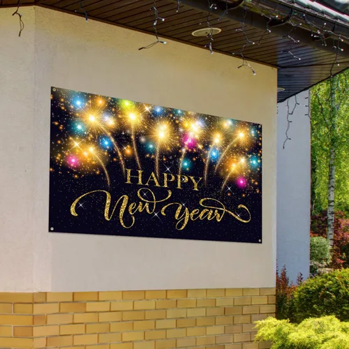 Miniatura 6 de Blulu Suministros de decoración de fiesta de Año Nuevo, pancarta de tela extragrande para decoración de fiesta de 2026, fondo de cabina de fotos