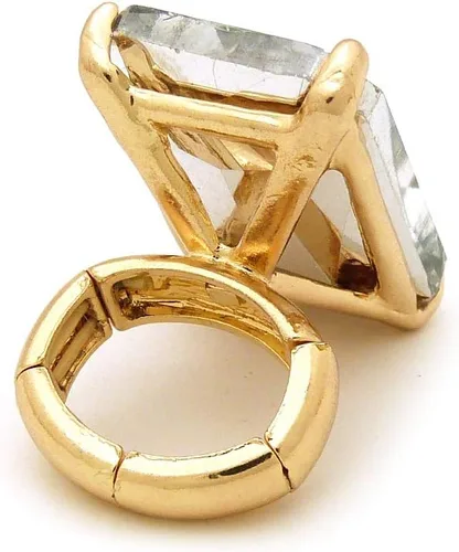Miniatura 3 de Fashion 21 Anillo elástico de piedra colorida de cristal extra grande para mujer