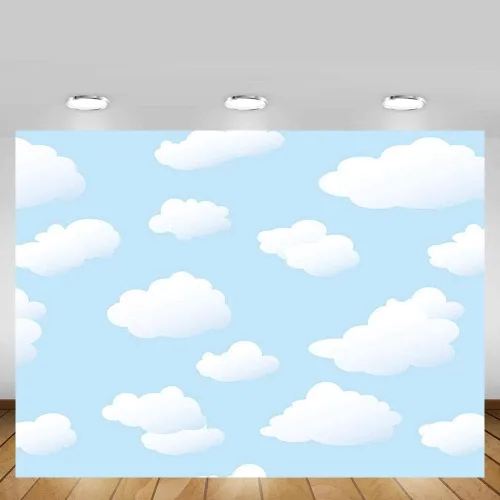 Miniatura 3 de MEHOFOTO - Telón de fondo para estudio fotográfico de cielo azul y nube blanca, decoración de fiesta de cumpleaños para niños, baby shower