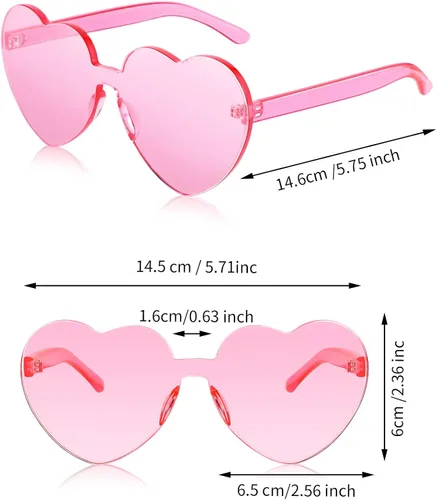 Miniatura 3 de Frienda 6 lentes de sol con forma de corazón rosa para fiestas y cosplay