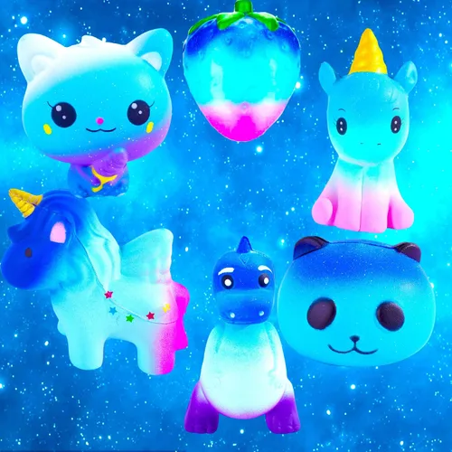 Miniatura 4 de Juguetes esponjosos de animales de levantamiento lento, juguetes esponjosos de unicornio y galaxia, regalos de fiesta, bolsas de premio de clase