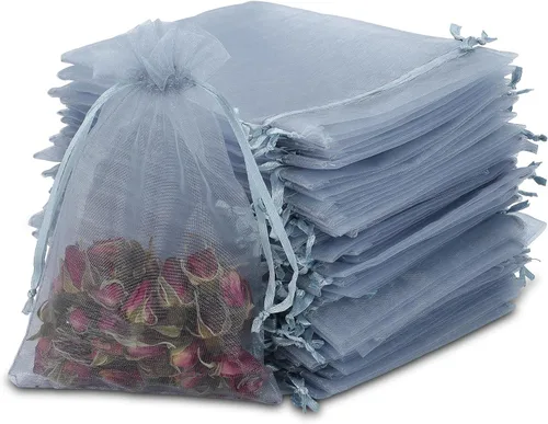 Miniatura 7 de Kslong 100 bolsas pequeñas de malla con cordón de 3 x 4, bolsas de organza transparente con cordón para joyas, bolsas de malla para fiestas de boda