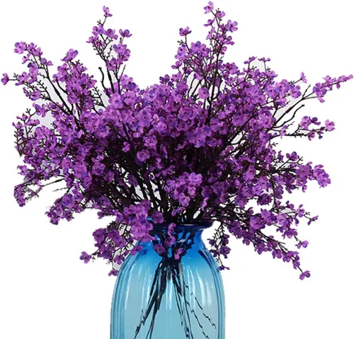 Miniatura 24 de JAKY-Global Flores Artificiales de Tela Aliento de Bebé 12 Ramos Plantas de Seda Falsas Europeas Decoración de Boda Fiesta Ramos de Tacto Real DIY