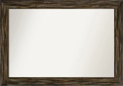 Miniatura 309 de Amanti Art Espejo de baño marrón para sobre el fregadero, 25 x 25 pulgadas, hecho a medida, espejo de tocador cuadrado marrón medio, marco de madera