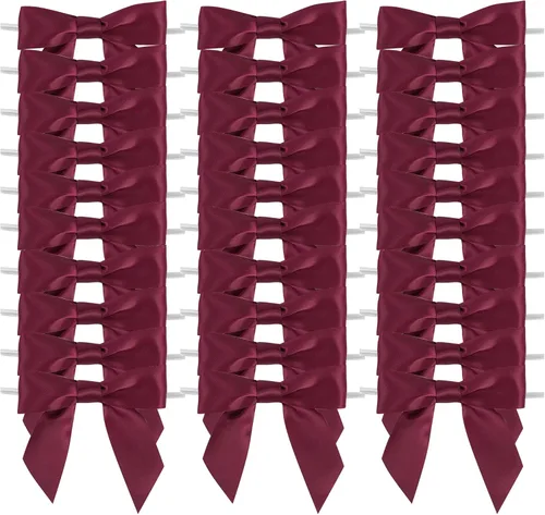 Miniatura 16 de AIMUDI Lazos con Alambre de Amarre para Bolsas de Golosinas de 3.5 pulgadas, Lazos de Satén Azul Turquesa para Manualidades, Lazos Prefabricados