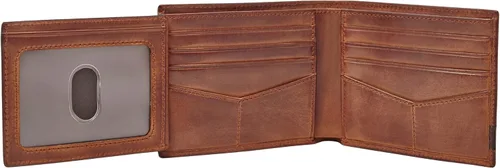 Miniatura 3 de Fossil Billetera plegable de cuero para hombre con ventana de identificación abatible para hombres