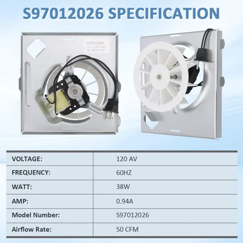 Miniatura 4 de WKZO 696N-R02 B Unidad y rejilla de reemplazo 97011723 para Br-oan Nu-tone BP46 688 689, montaje del motor de ventilador de baño S97012026