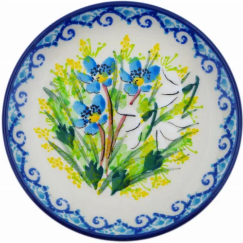 Miniatura 11 de Polmedia Polish Pottery Mini plato, placa de posavasos UNIKAT - Un patrón de cuento de hadas de flores hecho a mano en Boleslawiec Polonia por