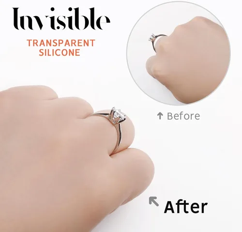 Miniatura 4 de Ajustador de Tamaño de Anillo para Anillos Sueltos, Paquete de 12-4 Tamaños, Protectores Invisibles Transparentes de Silicona, Clip Ajustador