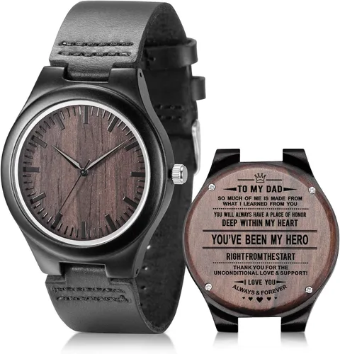 Relojes de madera grabados para hombres - Relojes de pulsera de madera personalizados para marido, novio, padre, hijo