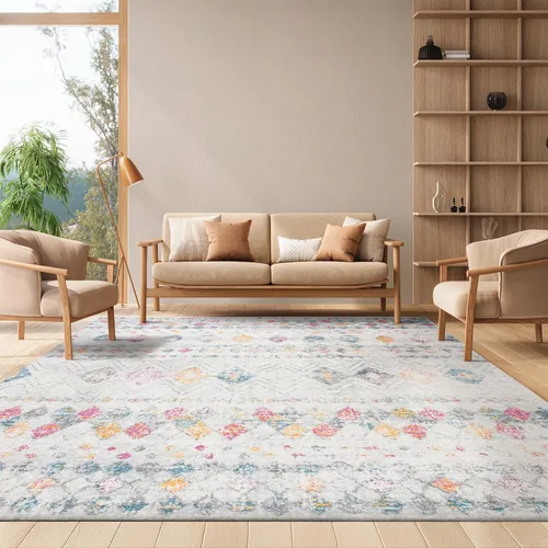 Miniatura 43 de SAFAVIEH Madison Collection - Alfombra decorativa de 2 x 3 pies, color marfil y carbón, diseño marroquí bohemio envejecido, no desprende pelusa