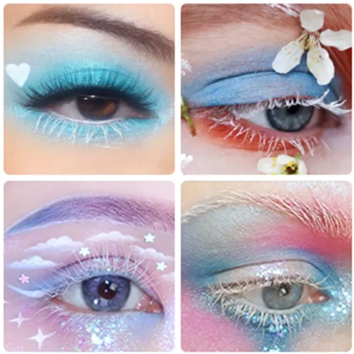 Miniatura 5 de Pestañas Postizas Blancas de Halloween Herramientas de Extensión de Pestañas Blancas para Ojos Anime Cosplay Maquillaje de Aspecto Natural Pestañas