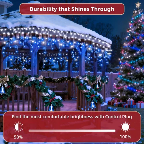 Miniatura 4 de 612 luces LED de Navidad de 60 pies con 136 caídas, 12 modos de iluminación, decoración navideña multicolor, luces centelleantes regulables