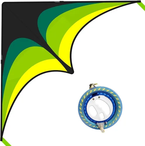 Miniatura 9 de Delta Kite para niños y adultos, fácil de volar, cometa de playa grande de una sola línea con mango de cuerda de 300 pies incluido, perfecta