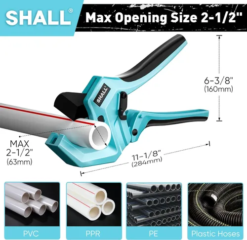Miniatura 2 de SHALL Cortador de Tubo de PVC, Corta hasta 2-1/2 Pulgadas, Herramienta de Corte de Tubo de Ratón de Aluminio de Alta Resistencia para PVC, PPR, PE