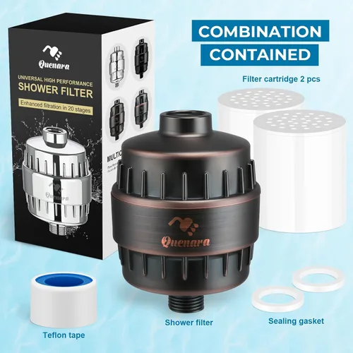 Miniatura 7 de Filtro de ducha mejorado, filtro de cabezal de ducha de 20 etapas con 2 cartuchos de filtro reemplazables, filtro de agua de ducha de alto