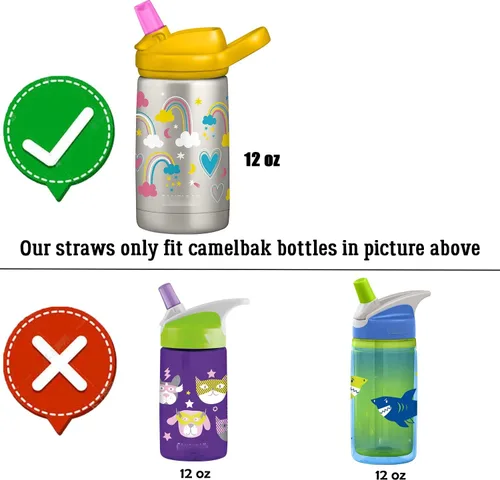 Miniatura 2 de 4 popotes de repuesto para botellas CamelBak Eddyy+ de acero inoxidable de 14 onzas, popotes de plástico duro y grueso de 4.17 pulgadas, incluye