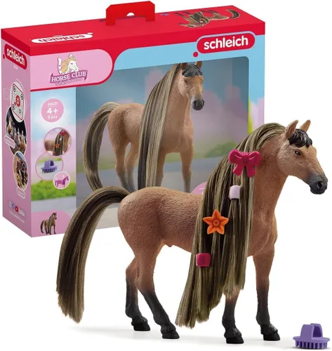 Schleich Horse Club Sofia's Beauties Akhal Teke Stallion - Juego de 8 figuras de juguete de caballo con pelo cepillable y accesorios para niños y