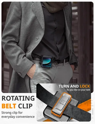 Miniatura 4 de Funda diseñada para Motorola Razr+ (2023) con funda de clip para cinturón, funda con función atril, color negro (Dotos)