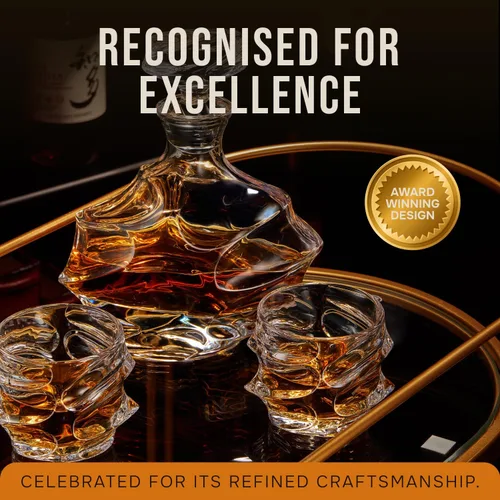 Miniatura 5 de TsukiGlass Storm - Decantador japonés de whisky en cristal de cristal ultra claro 100% libre de plomo – 750ml Elegante caraffa para whisky, whisky