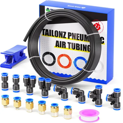 Miniatura 16 de TAILONZ PNEUMATIC Azul 0.236 in OD 0.157 in ID poliuretano PU manguera de aire tubo kit 32.8 ft 32.8ft