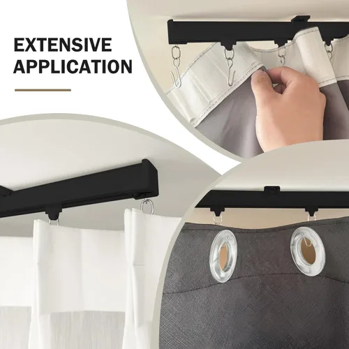 Miniatura 6 de Hoeflife Rieles para Cortinas de Techo, Riel para Cortinas de Montaje en Pared, Riel para Cortinas de Montaje en Techo de Servicio Pesado, Barra