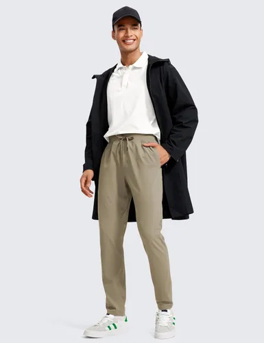 Miniatura 3 de CRZ YOGA Pantalones deportivos elásticos en 4 direcciones para hombre, de 30 pulgadas, para entrenamiento, casual, con bolsillo con cremallera