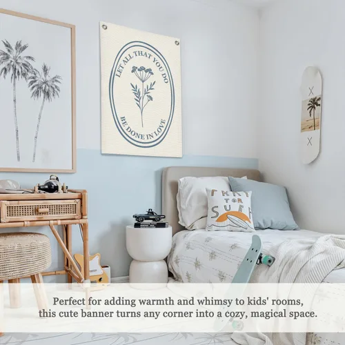 Miniatura 4 de Decoración cristiana de pared, diseño de flores de afirmaciones positivas, bandera colgante de pared con texto en inglés "Let All That You Do Be