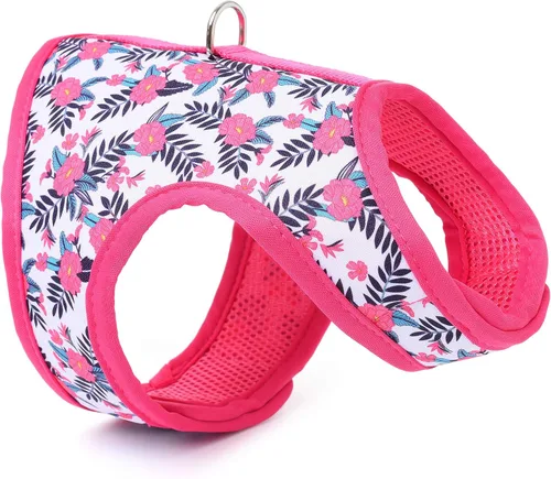 Miniatura 18 de Mile High Life Arnés para perro, chaleco floral de malla de aire para perros y gatos pequeños de 20 libras, fácil de poner, cierre fácil ajustable