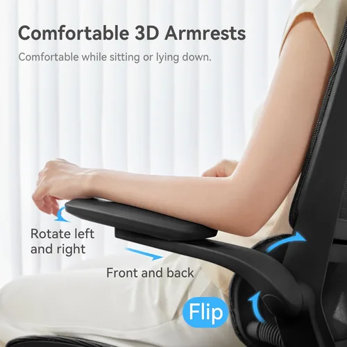 Miniatura 7 de SIHOO M59AS - Silla de oficina ergonómica, silla de escritorio con reposabrazos abatibles 3D, silla de computadora con diseño de respaldo doble