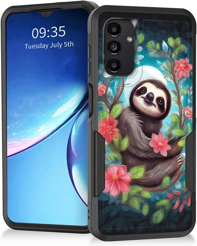 Miniatura 170 de Funda para Galaxy A14 5G, resistente de doble capa híbrida de policarbonato duro, goma suave, a prueba de golpes, funda protectora resistente