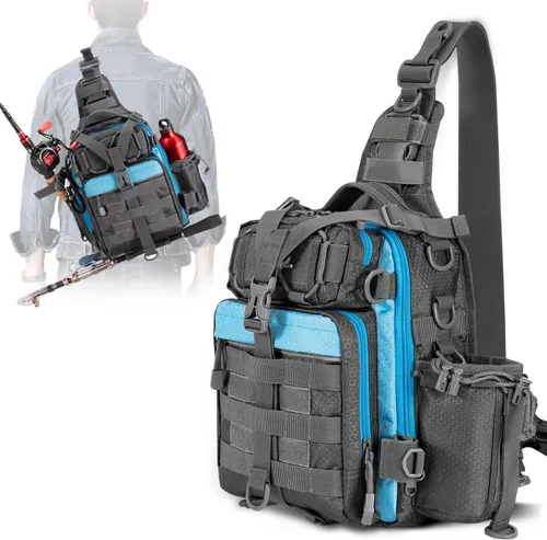 Miniatura 9 de Blisswill - Bolsa de almacenamiento para equipo de pesca al aire libre - Mochila de pesca grande resistente al agua I: camuflaje bosque