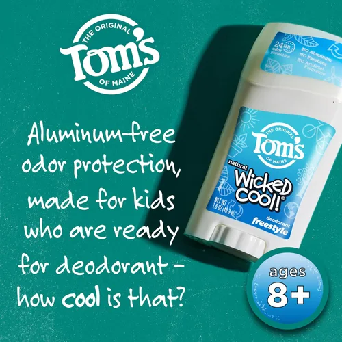 Miniatura 3 de Tom’s of Maine Freestyle ¡Locamente genial! Desodorante natural para adolescentes, barra de desodorante sin aluminio, 1.6 onzas (paquete de 3)