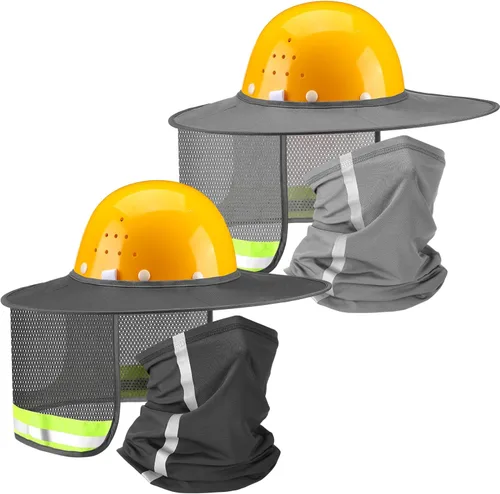 Miniatura 8 de SATINIOR 4 unidades de sombrero duro para sombrero de alta visibilidad, visera de sol y polaina para el cuello con tira reflectante, accesorios