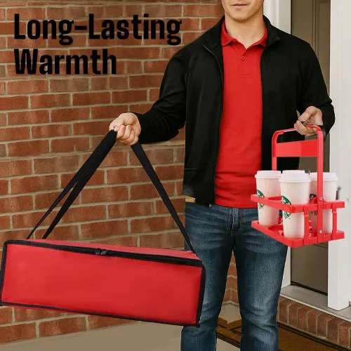 Miniatura 2 de Bodaon - Bolsa aislada para pizza para entrega y portabebidas portátil de plástico, 20"x 20"x 6", enfriador Doordash/calor para alimentos calientes