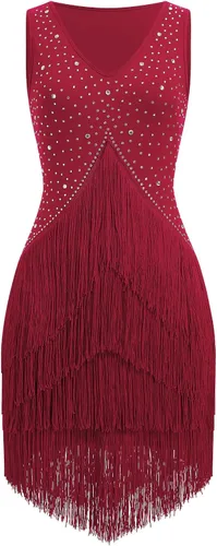 Miniatura 6 de Vestido de baile latino con flecos de borlas de diamantes de imitación para mujeres, trajes de baile de salón de competición, vestidos de tango