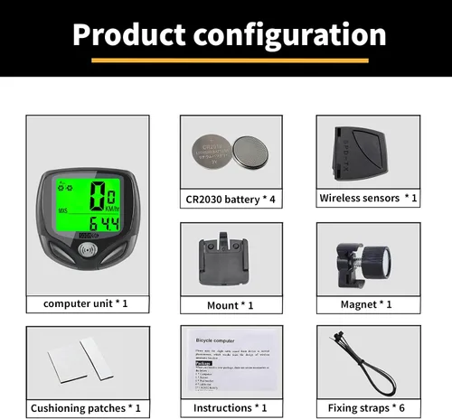 Miniatura 5 de Computadora inalámbrica para bicicleta con velocímetro, podómetro. Multifuncional con pantalla grande LCD retroiluminada