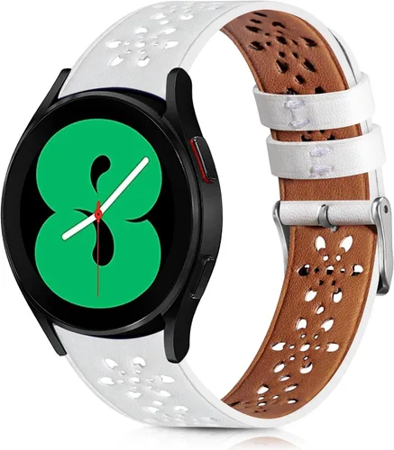 Miniatura 10 de Correa de cuero de encaje suave de 0.78 pulgadas compatible con Samsung Galaxy Watch 7/6/5/4 de 1.575 pulgadas, 1.732 pulgadas, Samsung Galaxy Watch