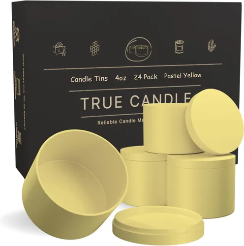 Miniatura 11 de True Candle Latas para hacer velas – Paquete de 24 recipientes de vela negros de 4 onzas a granel de 4 onzas – Latas vacías con tapas para velas