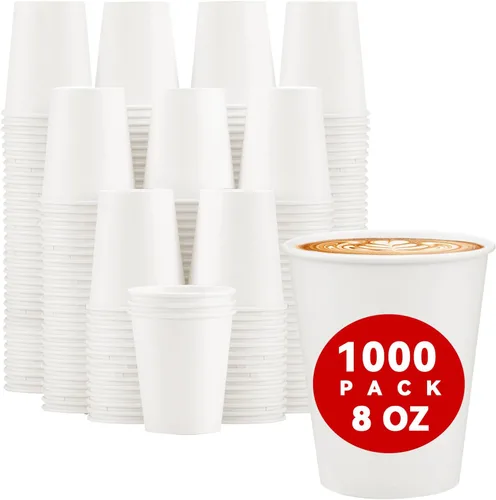 Miniatura 13 de Lamosi Paquete de 300 vasos de papel de 8 onzas, tazas de café desechables, tazas de café de papel de 8 onzas, taza blanca para bebidas