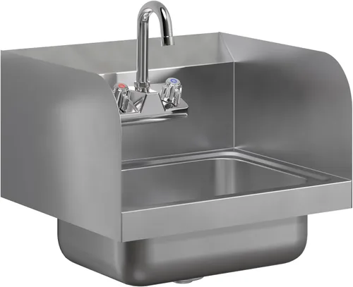 Miniatura 12 de AmGood Fregadero de mano de acero inoxidable para montaje en pared NSF Lavabo comercial de manos para restaurante, cocina y hogar