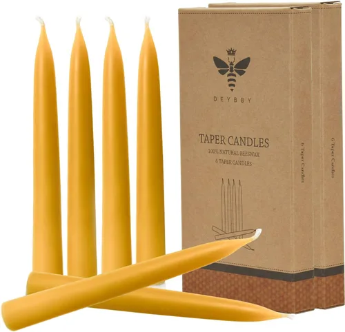 Miniatura 11 de DEYBBY - Juego de 2 velas cónicas de cera de abeja natural de 8 pulgadas, sin humo y sin goteo, para decoración de cena del hogar, regalo